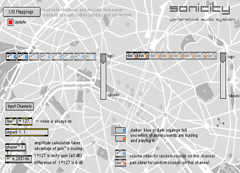 Software feature an online generative audio mixer that morphs the sounds as you listen. Made in 2000 by Stanza . Soundmaps