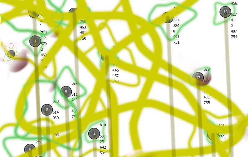Decode at V & A. Sensing the gallery and the environment to make art. The results are the visualisation and sonification of real time spaces. Net art bt Stanza UK Artist
