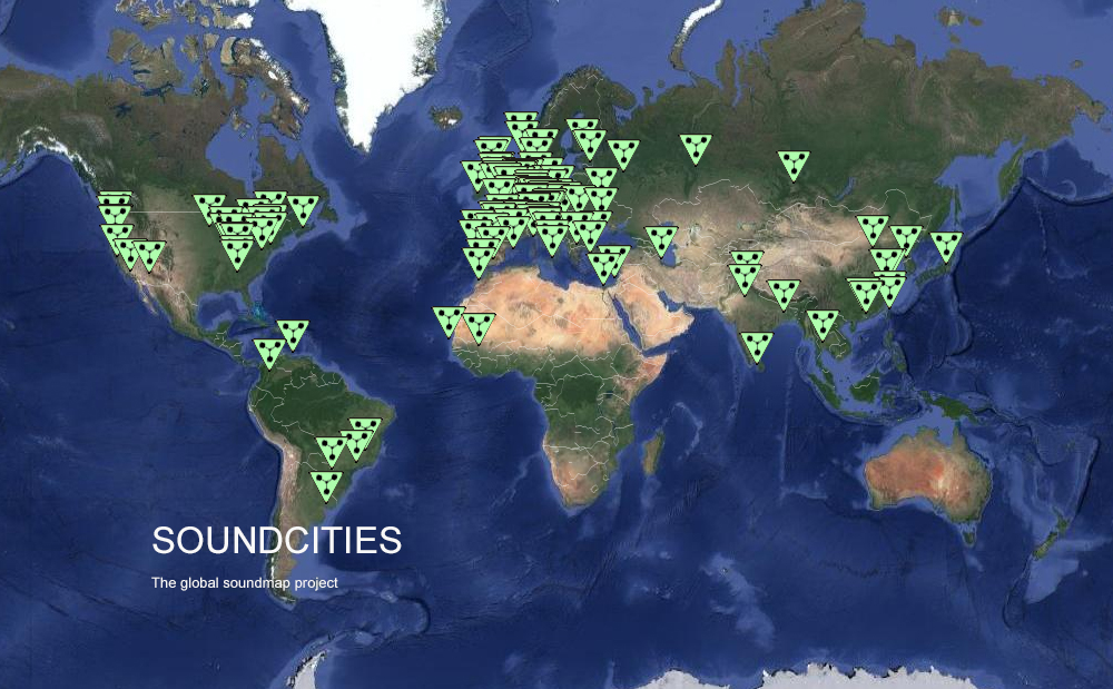 SOUNDCITIES DATABASE: An online open source database of city sounds from around the world, that can be listened to, used in performances on laptops, or played on mobiles via wireless networks. Initially all sounds by Stanza you can now contribute your own found sounds. This is was the first online open source found sound database of city sounds. 